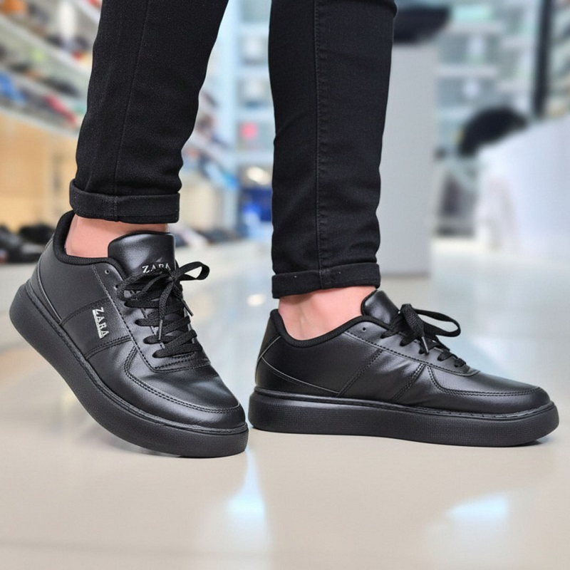 کفش تخت Zara مردانه مشکی زیره مشکی مدل Kiyan